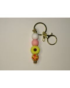 Beaded Daisy Keychain-Yellow-Gold