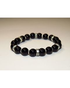 Essential Beaded Bracelet-Black-Silver