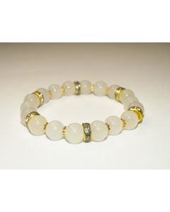 Essential Beaded Bracelet-White-Gold
