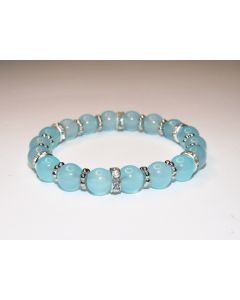 Essential Beaded Bracelet-Baby Blue-Silver