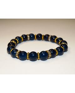 Essential Beaded Bracelet-Navy-Gold