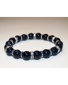 Essential Beaded Bracelet-Navy-Silver