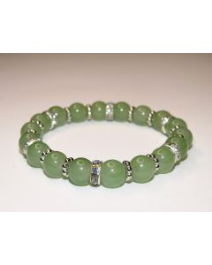 Essential Beaded Bracelet-Green-Silver
