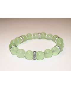 Essential Beaded Bracelet-Light Green-Silver