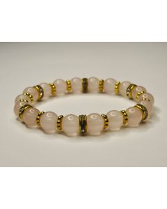 Essential Beaded Bracelet-Baby Pink-Gold