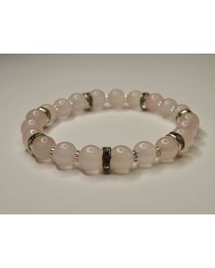Essential Beaded Bracelet-Baby Pink-Silver