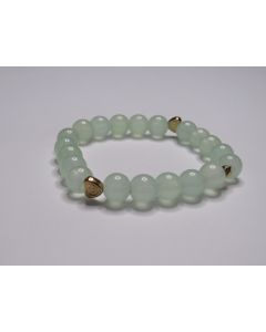 Essential Heart Beaded Bracelet-Light Green-Gold