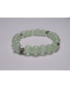 Essential Heart Beaded Bracelet-Light Green-Silver