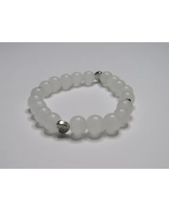 Essential Heart Beaded Bracelet-White-Silver
