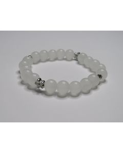 Essential Bloom Beaded Bracelet-White-Silver
