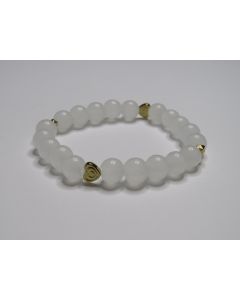 Essential Heart Beaded Bracelet-White-Gold