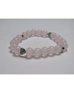 Essential Heart Beaded Bracelet-Baby Pink-Silver