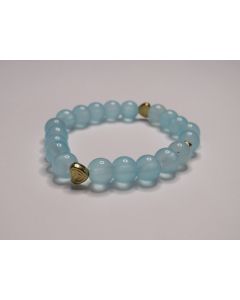 Essential Heart Beaded Bracelet-Baby Blue-Gold