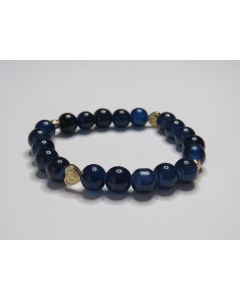 Essential Heart Beaded Bracelet-Navy-Gold
