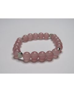 Essential Heart Beaded Bracelet-Pink-Silver